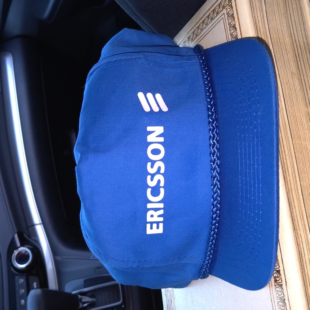 Vintage Ericsson Screen Printed Snapback Trucker Hat Cap w/Rope